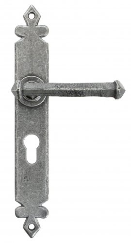 Pewter Tudor Lever Euro Lock Set