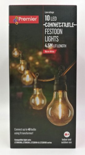 Premier Decorations Connectable Festoon LED Lights - 10 Bulbs