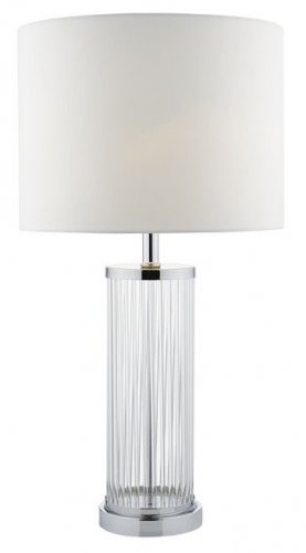 Dar Olalla Table Lamp Polished Chrome & Clear Glass w/IvoryShade