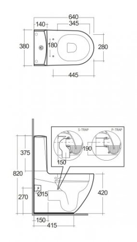 RAK Ceramics Des Rimless Close Coupled Back To Wall WC