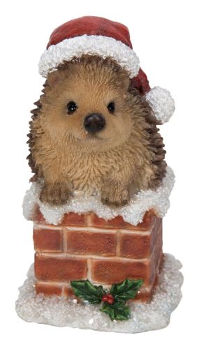 Christmas Hedgehog on Chimney Ornament H8cm - Indoor Outdoor Vivid Arts BG-BC51-G