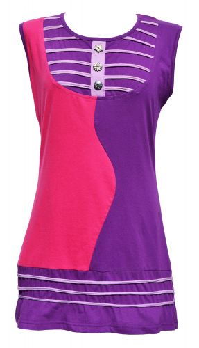 ***SALE*** - Soft cotton - buttoned wave tunic - pink/fuschia