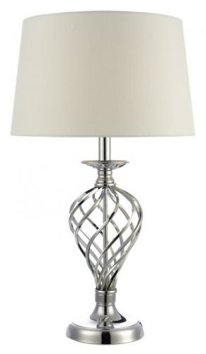 Dar Iffley Touch Table Lamp Polished Chrome w/Ivory Shade Large