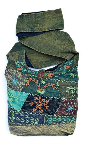 Medium Embroidered Patch Bag - Green