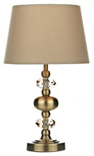 Dar Edith Table Lamp Antique Brass with Shade Touch