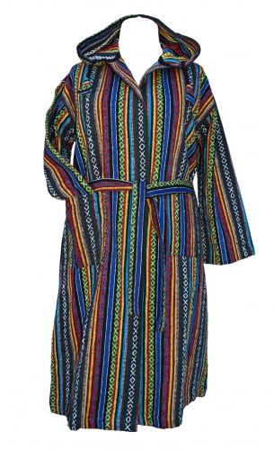 Gheri - soft brushed cotton - dressing gown/robe - dark green/multi