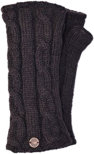 Fleece lined wristwarmer - cable - conker