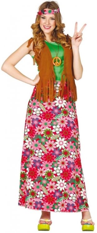 Hippie Flower Power Ladies Fancy Dress Costume