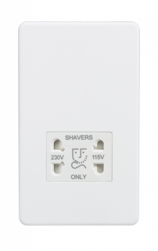 Knightsbridge Screwless 115/230V Dual Voltage Shaver Socket - Matt White - (SF8900MW)
