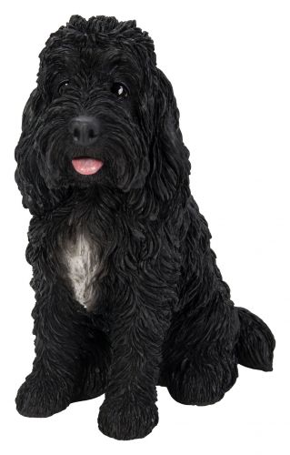 Vivid Arts Black Cockapoo Dog - Garden Ornament 19cm - Indoor or Outdoor