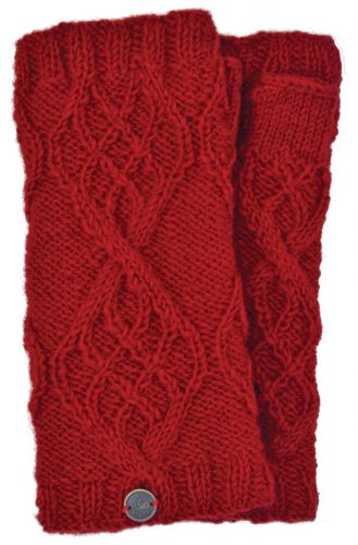 Fleece Lined - Wristwarmers - Trellis Diamond - Deep Red