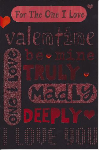 Valentines Day Card - For the One I Love - Red Glitter