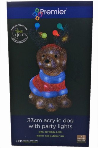 Premier Decorations 33cm Battery Operated Lit Acrylic Xmas Dog