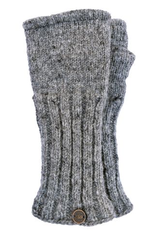 Fleece lined wristwarmer - plain rib - mid grey