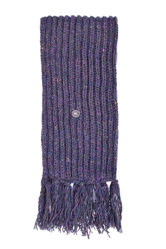 Pure wool - hand knit - heather mix scarf - purple