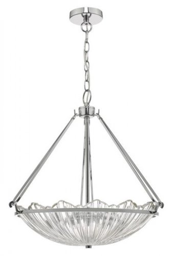 Dar Avril 3lt Pendant Polished Nickel & Glass