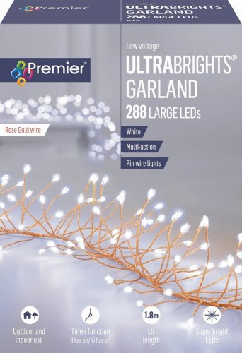 Premier Decorations UltraBright Garland - Rose Gold/White