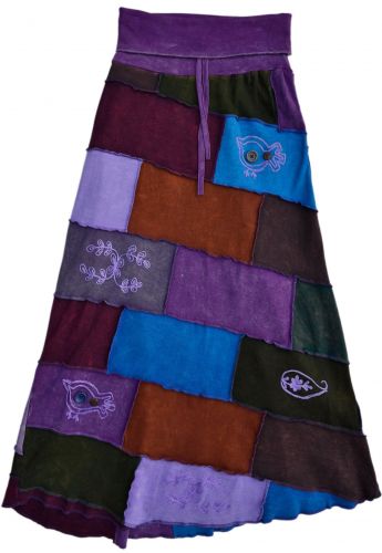 Embroidered - long length skirt - purple