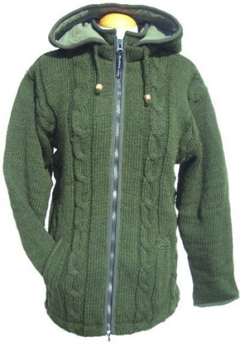 Detachable pixie hood - cable jacket - Green