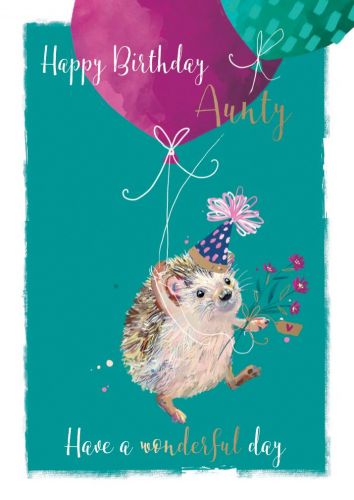Birthday Card - Aunty - Hedgehog - The Wildlife Ling Design