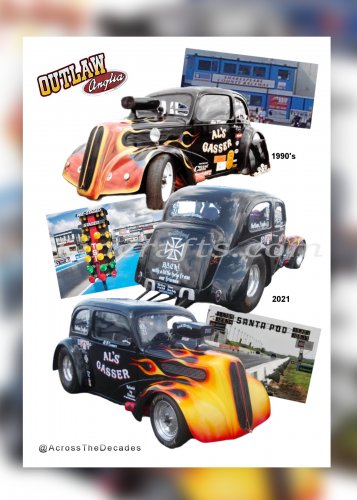 Al's Gasser Drag Race Car Birthday Card created by LDA.  C32