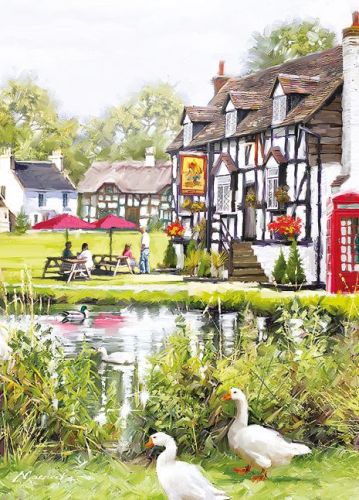 Birthday Card - Village Scene Pub - Country Cards