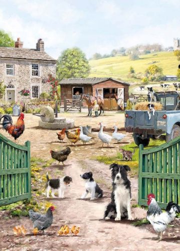 Birthday Card - Farmyard Dog Horse Chicken Farm - Country Cards