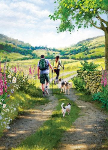 Birthday Card - Dog Walking Hiking - Country Cards