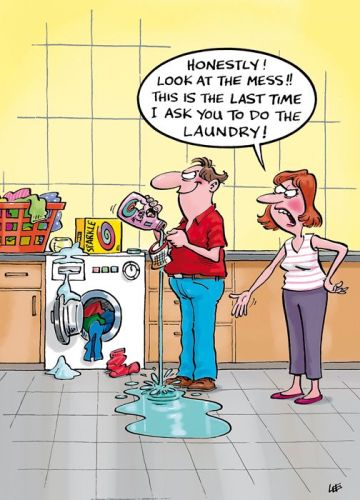 Birthday Card - Mr Helpful Laundry Mess - Funny - Country Cards