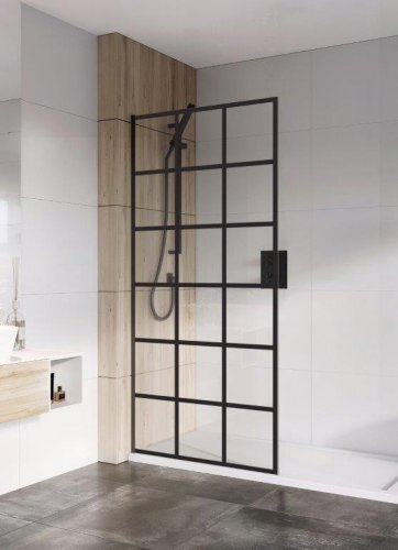 Roman Liberty 8mm 1100mm Black Grid Wetroom Panel