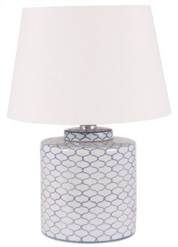 Pacific Lifestyle Demetri Grey & Blue Detail Ceramic Table Lamp