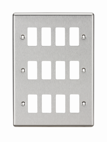 Knightsbridge 12G Grid Faceplate - Rounded Edge Brushed Chrome (GDCL12BC)