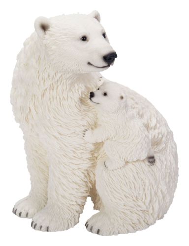 Polar Bear Mother & Baby - Lifelike Garden Ornament 26.5cm - Indoor or Outdoor - Vivid Arts