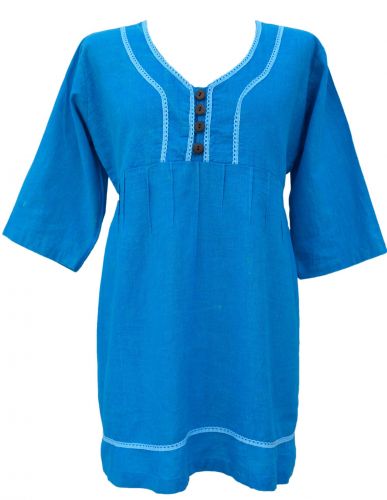 Pin tuck - pure cotton - summer top - blue