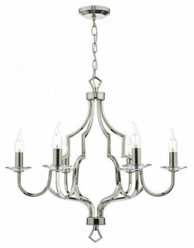 Dar Nerva 6 Light Pendant Polished Nickel & Crystal