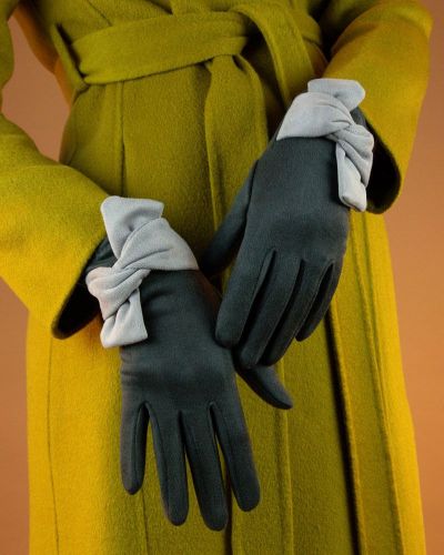 Powder UK Ladies Henrietta Faux Suede Gloves - Charcoal & Slate Grey