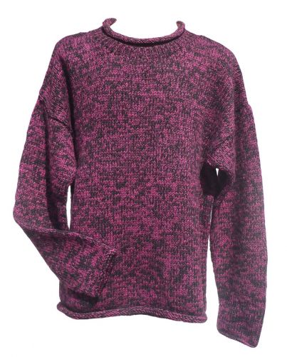 Handmade Pure Wool - two tone jumper - Blackberry