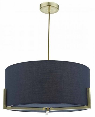 Dar Santino 3 Light Pendant Navy Blue Gold