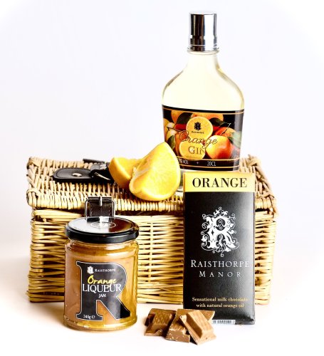 **New**Orange Gin Hamper : 20cl Orange Gin, Orange Liqueur Jam and Orange Milk Chocolate