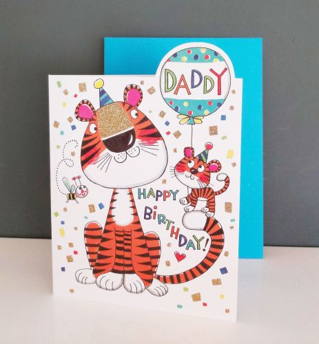 Birthday Card - Daddy Tiger - Glitter Die-cut - Cherry on Top