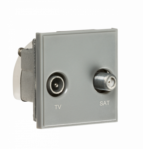 Knightsbridge Diplexed TV /SAT TV Outlet Module 50 x 50mm - Grey (NETDISATGY)