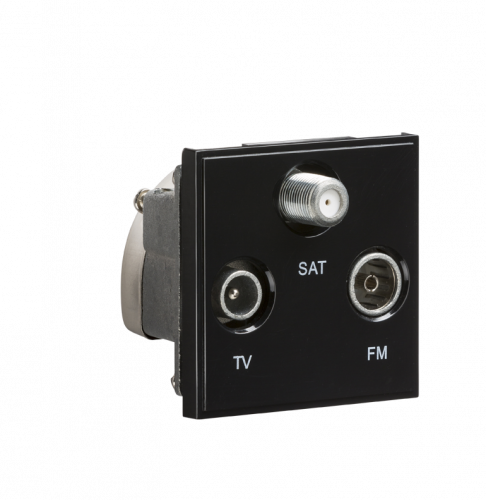 Knightsbridge Triplexed TV /FM DAB/ SAT TV Outlet Module 50 x 50mm - Black - (NETTRIBK)