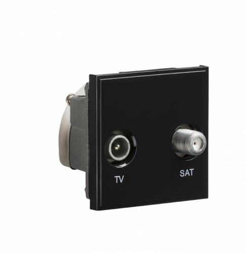 Knightsbridge Diplexed TV /SAT TV Outlet Module 50 x 50mm - Black - (NETDISATBK)