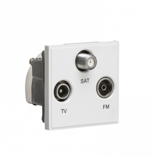 Knightsbridge Triplexed TV /FM DAB/ SAT TV Outlet Module 50 x 50mm - White - (NETTRIWH)