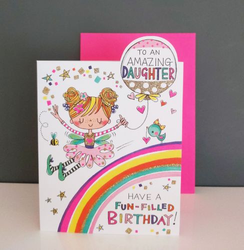 Birthday Card - Daughter Fairy - Glitter Die-cut - Cherry on Top