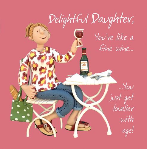 Birthday Card - Delightful Daughter Wine - One Lump Or Two