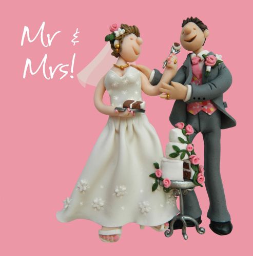 Wedding Day Card - Mr & Mrs Cake - One Lump Or Two