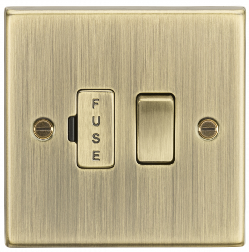 Knightsbridge 13A Switched Fused Spur Unit - Square Edge Antique Brass - (CS63AB)