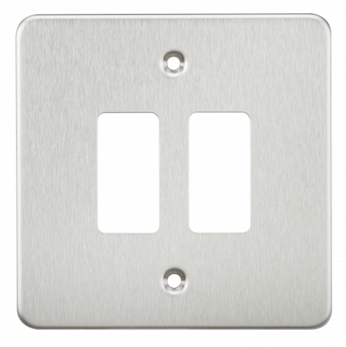 Knightsbridge Flat plate 2G grid faceplate - brushed chrome - (GDFP002BC)