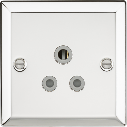 Knightsbridge 5A Unswitched Socket with Grey Insert - Bevelled Edge Polished Chrome - (CV5APCG)